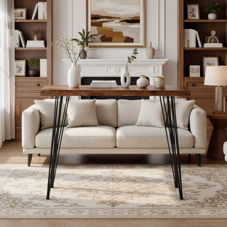 Sunvega Faux Live Edge Bar Height Table with Hairpin Legs for Dining