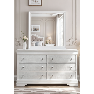 Sunvega Blaze Modern Style White Wood Dresser with Six Spacious Drawers