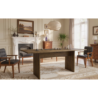 Sunvega Modern Rustic Style Dining Table with Wood-Grain Details for 6