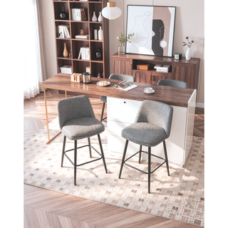 Sunvega Counter Height Swivel Bar Stools Set of 2 with Upholstered Seat and Back