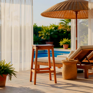 Sunvega Honey Eucalyptus Wooden Outdoor Dining Stool with Weather Resistant Finish