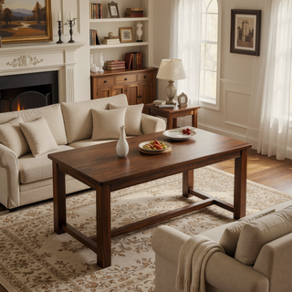 Sunvega Rubberwood Dining Table with Faux Wood Top for Your Dining Room