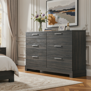 Sunvega Modern Gray Oak Chest with Five Spacious Drawers for Bedroom