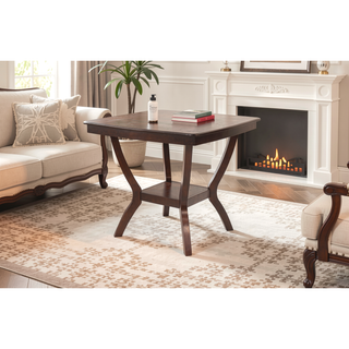 Sunvega Contemporary Espresso Finish Solid Wood Counter Height Dining Table with Shelve