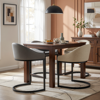 Sunvega Black Metal Bar Stool with Gray Faux Leather Upholstery and Cantilever Base