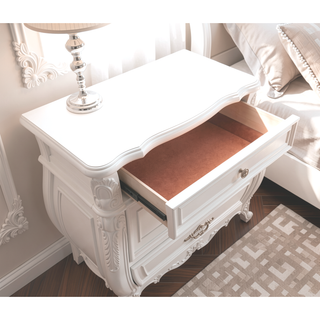 Sunvega Elegant Modern Style Pearl White Wood Nightstand with Three Spacious Drawers