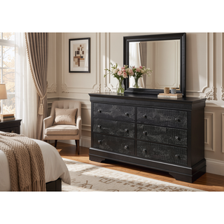 Sunvega Crystal Embellished Contemporary Dresser with Textured Drawer Fronts
