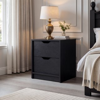 Sunvega White 2-Drawer Nightstand with Large Storage for Bedroom Organization