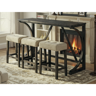 Sunvega Black Dining Table with Side Storage Shelves and Boucle Fabric Stools