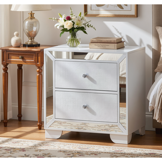 Sunvega Silver Champagne Nightstand with Sleek Modern Design and Durable Materials