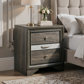 Sunvega Modern 3-Drawer Nightstand with Jewelry Storage for Bedroom