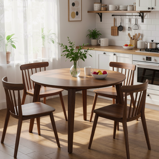 Sunvega Alina Contemporary White Dining Table with Solid Wood Base 43 Inch