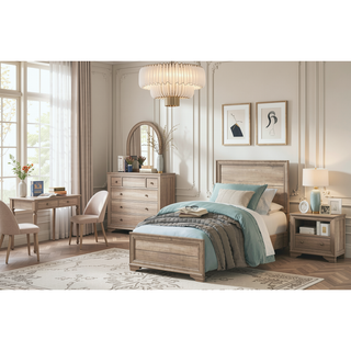 Sunvega Natural Finish Melamine Laminate Nightstand with 2 Dovetail Drawers