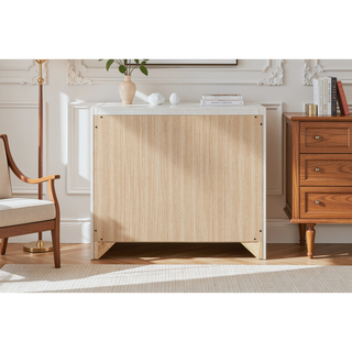 Sunvega Beige Nightstand with 3 Storage Drawers No Assembly Required