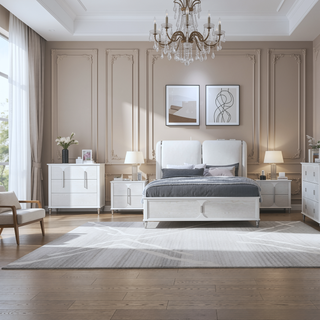 Sunvega White Upholstery Dresser with Textured Drawer Fronts and Spacious Drawers