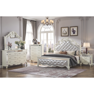 Sunvega Milan Mirror Framed White Wood Dresser with Ball Bearing Glides