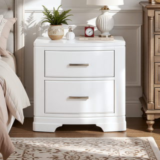 Sunvega White Finish Sleek Design Nightstand with Two Storage Drawers Transitional Style