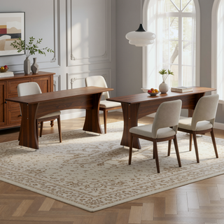 Sunvega Mid-Century Modern Dining Bench Set of 2 with Curved Silhouette