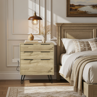 Sunvega Light Oak Dresser with Hairpin Legs and Spacious Top Surface