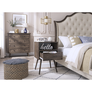 Sunvega Dark Walfinish Nightstand with Single Shelf and Four Legs