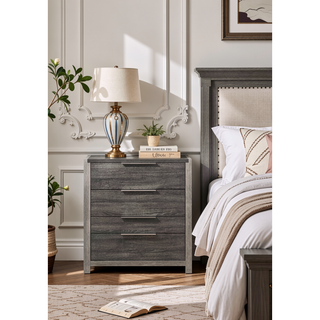 Sunvega 5 Drawer Chest in Jehoram Gray Finish with Wood Center Glide Drawers