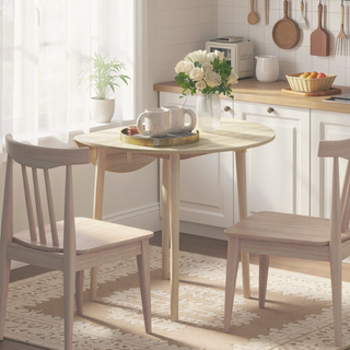 Sunvega 35" Drop Leaf Folding Kitchen Table with Solid Wood Legs for Small Spaces