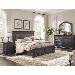 Sunvega Rustic Style Traditional Design 3-Drawers Nightstand with Charcoal Finish