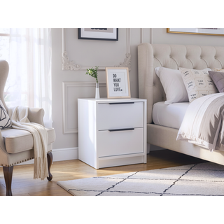 Sunvega 18 Inch High Modern Nightstand with Two Drawers and Metal Hardware