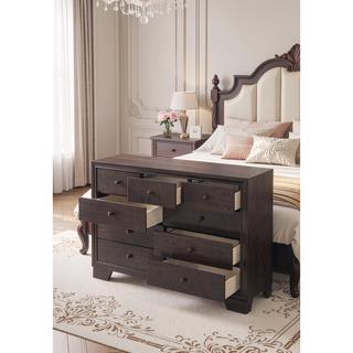 Sunvega Madison Espresso Finish Nightstand with 2 Large Storage Drawers and Wood Frame