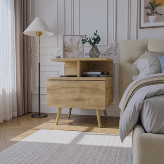 Sunvega Floating Nightstand with 2-Tier Shelf and Spacious Drawer for Easy Storage