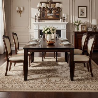 Sunvega Cherry Finish Wood Frame Bench with Dark Brown Faux Leather Upholstered Seat