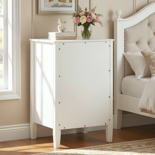 Sunvega Antique White Winston 2-Drawer Nightstand with Open Shelf and Fluted Legs