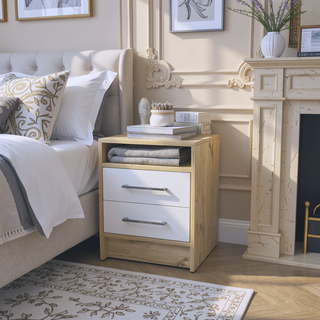 Sunvega Philadelphia Two Drawer Nightstand with Concealed Open Shelf