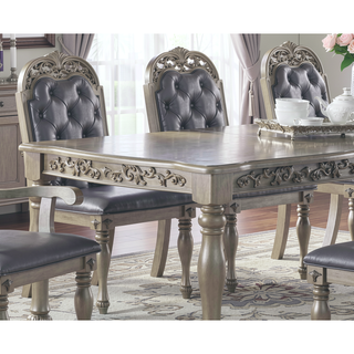 Sunvega Antique Design Silver Grey Finish Rubberwood Formal Dining Table