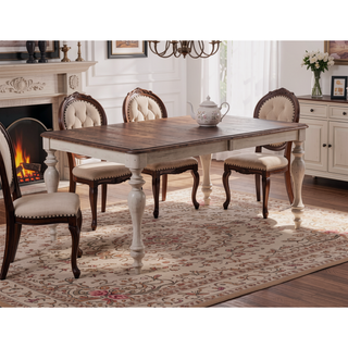 Sunvega Traditional Oak Dining Table With Extension Leaf And Turned Legs