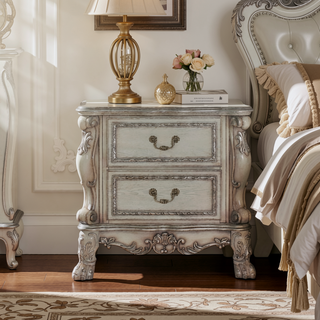 Sunvega Traditional Luxury Nightstand with 2 Drawers in Cherry Oak Finish