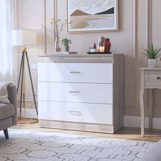 Sunvega Wengue Wood Three Drawers Dresser Easy To Assemble Pressed Wood