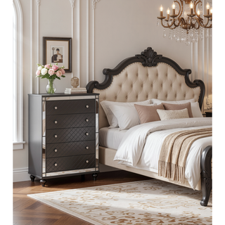 Sunvega Glam Style 2 Drawer Nightstand with Mirror Plating and Tapered Legs