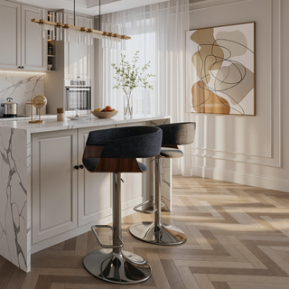 Sunvega Adjustable Swivel Bar Stool with Curved Seat and Back for Kitchen Counter