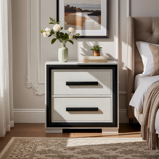 Sunvega Sleek Silver Finish Nightstand With Integrated Speaker and Cooler