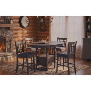 Sunvega Round Counter Height Dining Table with Leaf and Open Storage Base