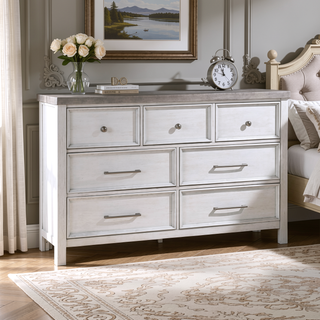 Sunvega Antique White and Gray Finish 2 Dovetail Drawer Nightstand Wooden Furniture