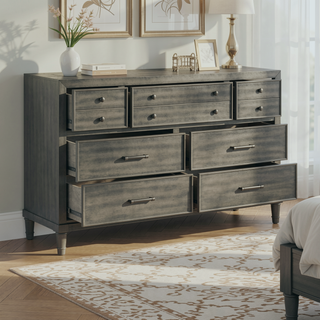 Sunvega Gray Finish Nightstand with Dovetail Drawers for Bedroom Furniture