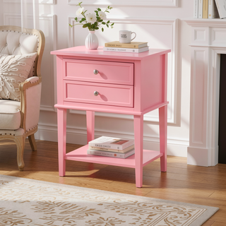 Sunvega Elegant Contemporary Nightstand with Open Shelf for Compact Storage