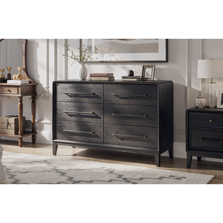 Sunvega Peppercorn Elm Veneer Six-Drawer Dresser with Cedar Lining