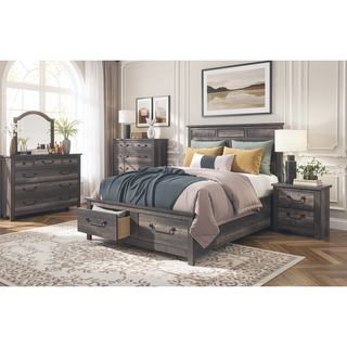 Sunvega Gray Finish 2-Drawers Storage Nightstand with Metal Glides and Drop Handles