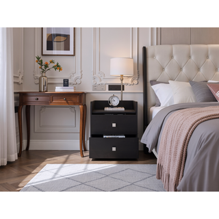 Sunvega Aura Nightstand End Table with Two Drawers Metal Handle and Superior Top