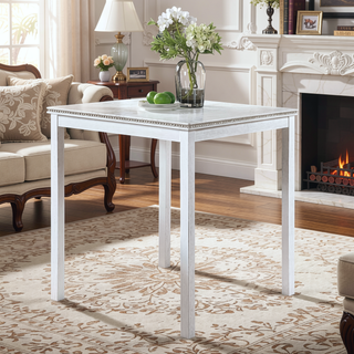 Sunvega Modern Square Dining Table with Crystal Embellishments for Kitchen and Small Space