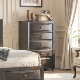Sunvega Cherry Solid Wood Contemporary Nightstand with 2-Drawers and Nickel Knob Pulls