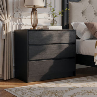Sunvega White Three Drawer Dresser with Pull Out Mechanism and Metal Rails